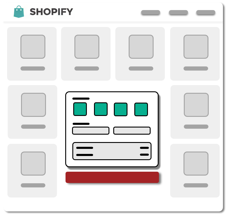 Shopify logo with a design interface on a white background