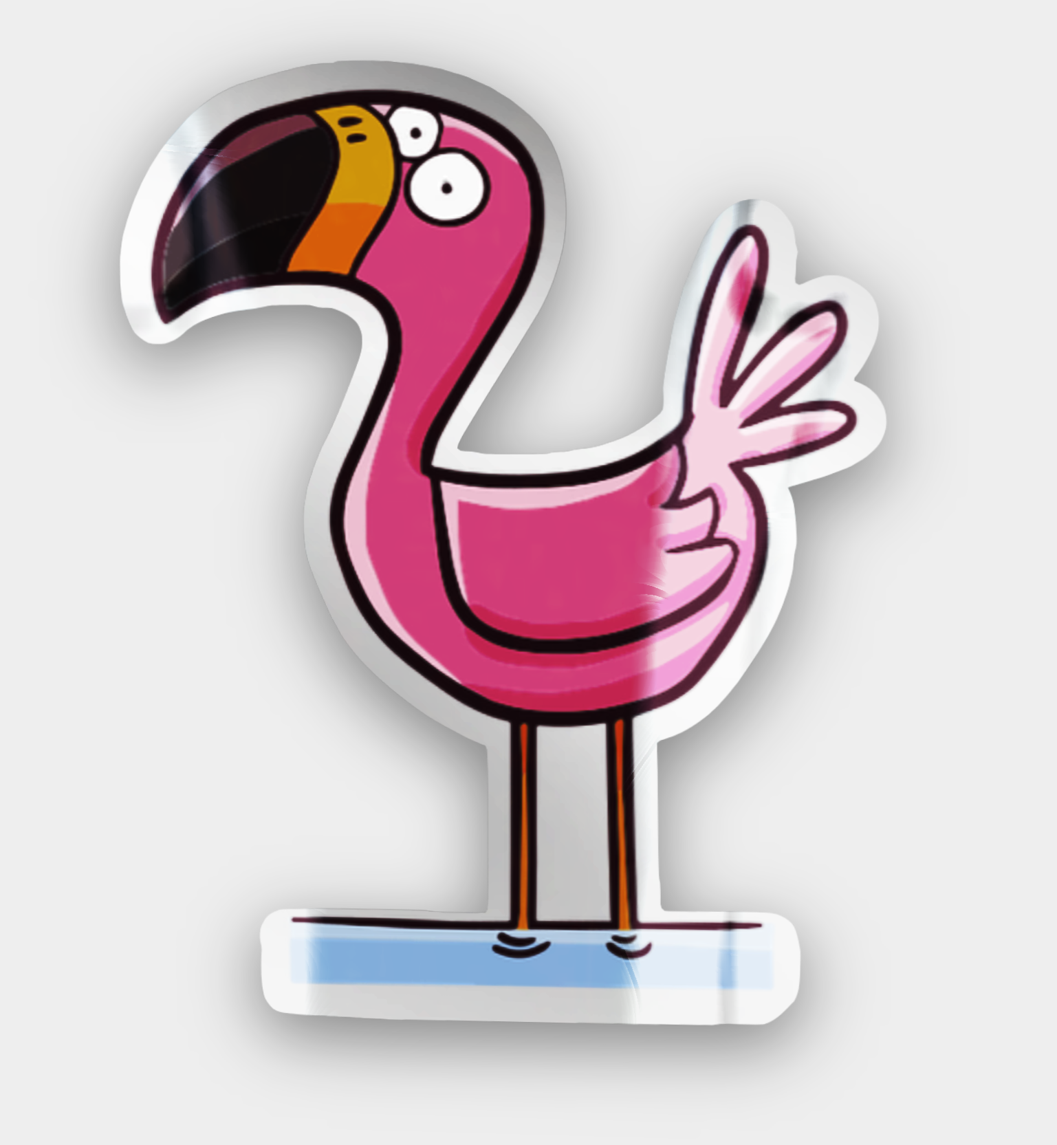Pink flamingo-shaped number '2' on a white background