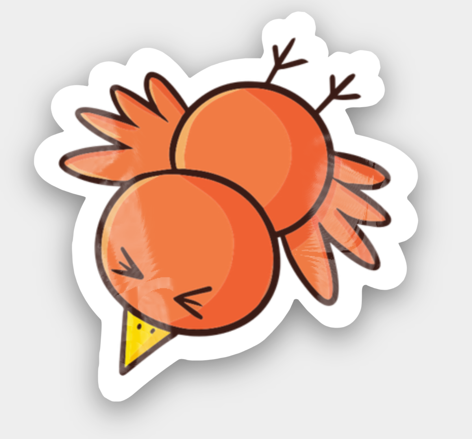 Cartoon-style orange fruit with a face on a gray background