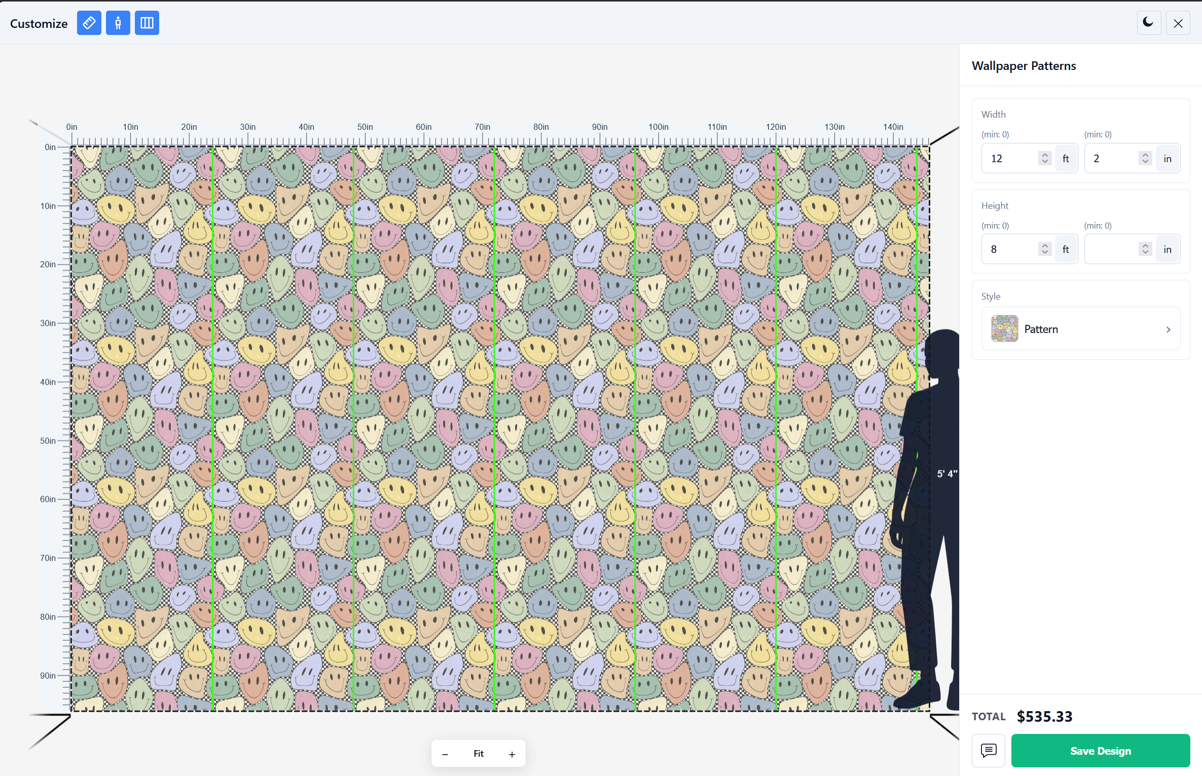 Patterned wallpaper design with various colored faces on a computer interface.
